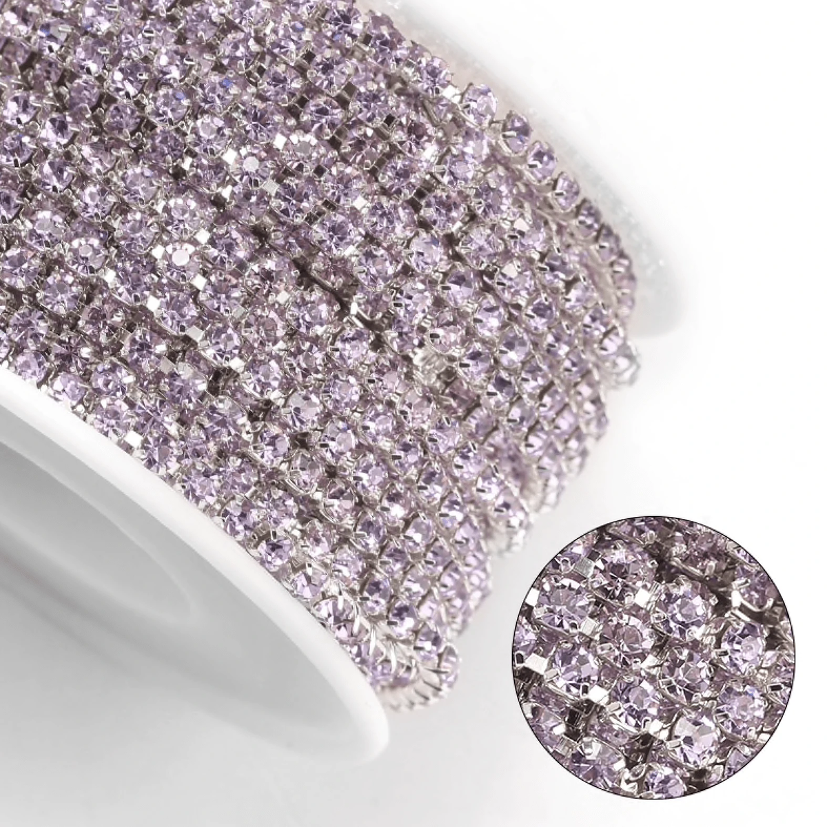 Sundaylace Creations & Bling SS6 Metal Rhinestone Chain Light Purple/Silver Chain Ss6 Violet/Clear Amethyst/Light Purple Dense, Silver or Gold Metal Rhinestone Chain
