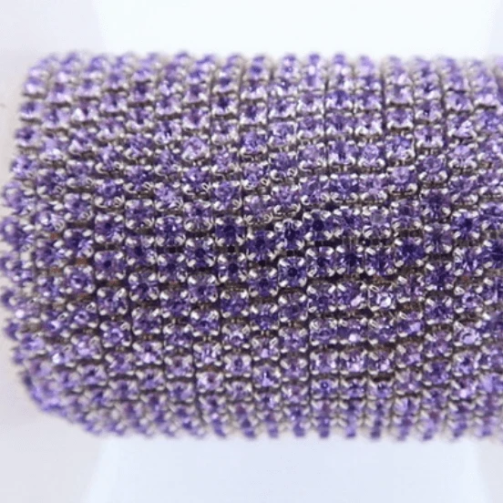 Sundaylace Creations & Bling SS6 Metal Rhinestone Chain Violet Purple/ Silver Chain #101 Ss6 Violet/Clear Amethyst/Light Purple Dense, Silver or Gold Metal Rhinestone Chain