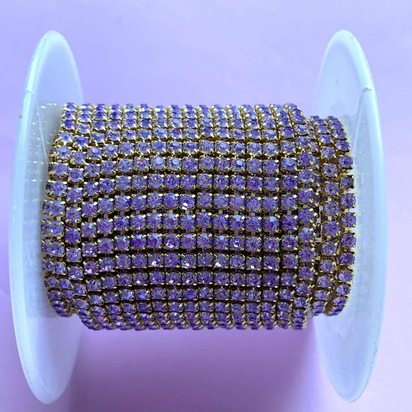 Sundaylace Creations & Bling SS6 Metal Rhinestone Chain Light Purple/Gold Chain Ss6 Violet/Clear Amethyst/Light Purple Dense, Silver or Gold Metal Rhinestone Chain