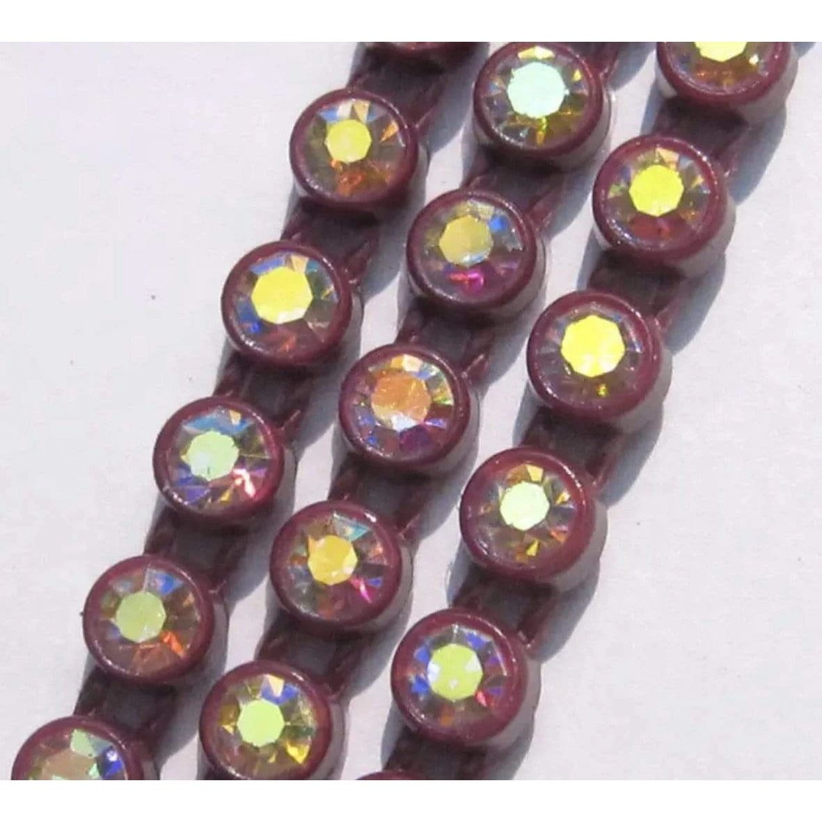 Sundaylace Creations & Bling Ss8 Plastic Rhinestone Banding Rope Ss8 Burgundy- Dark with AB Stones, Red Plastic Rhinestone Banding Rope