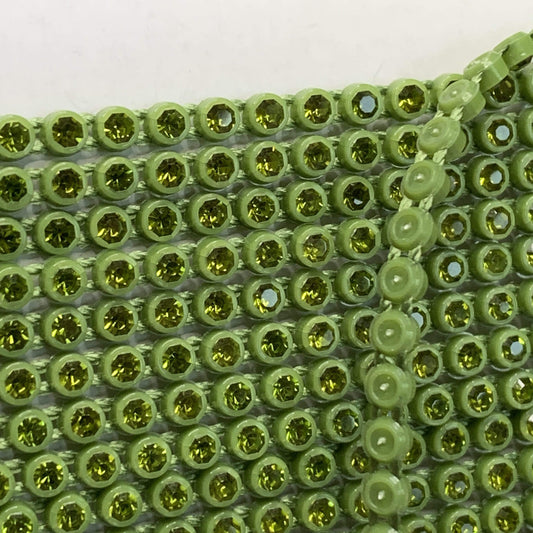 Sundaylace Creations & Bling Ss8 Plastic Rhinestone Banding Rope Ss8 Plastic Rhinestone Chain Banding, Olive Green in Dark Green Plastic Rhinestone Chain Rope, Sold in yard