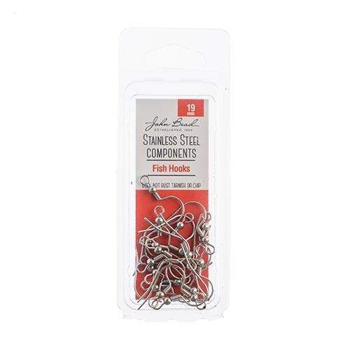Sundaylace Creations & Bling Basics Stainless Steel Earring Fish Hook 19mm 10pcs, John Beads Basics