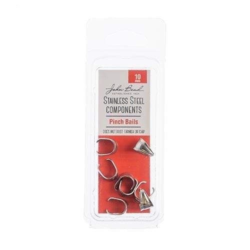Sundaylace Creations & Bling Earring Findings Stainless Steel Pinch Bail (Beaded Necklace Finding) 10mm 8pcs, John Bead Basics