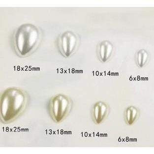 10*14mm, Teardrop Pearl Gems- White and Ivory, Resin Gem, (Sold in Pair)