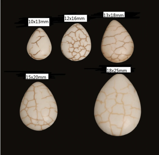 Sundaylace Creations & Bling Stone Gem 13*18mm Howlite Ivory Stone Teardrop Various Sized Imitation Howlite and Turquoise Teardrop, Glue on, Stone Gems