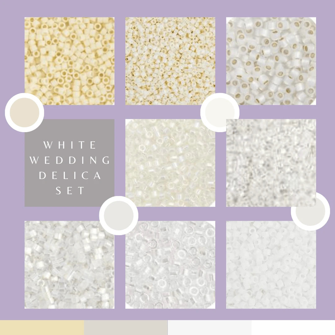 Sundaylace Creations & Bling Promotions White Wedding Delica Set, 8 Delica Beads Set, Summer Promotions