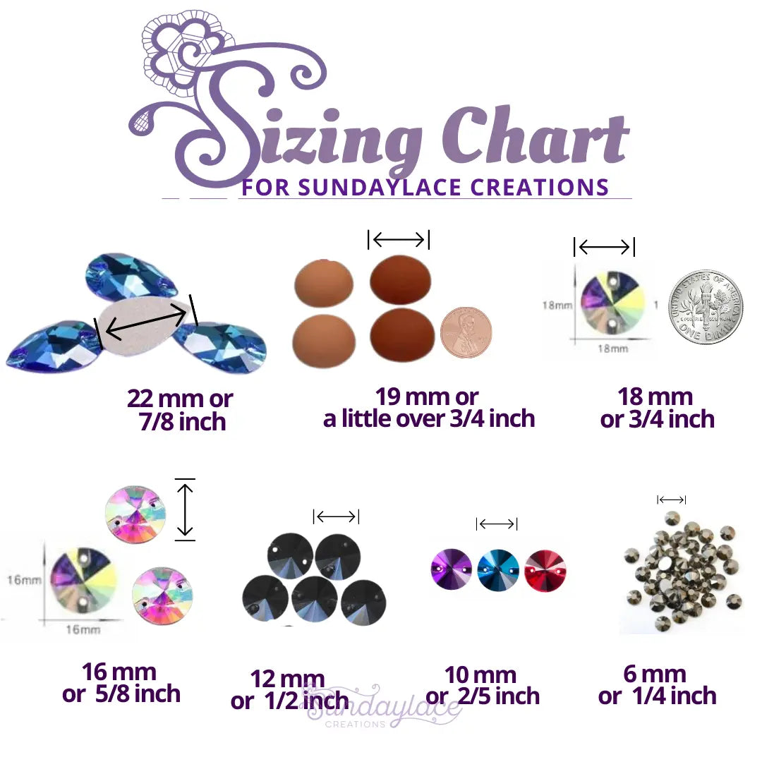 Visual-Sizing-of-Gems Sundaylace Creations & Bling
