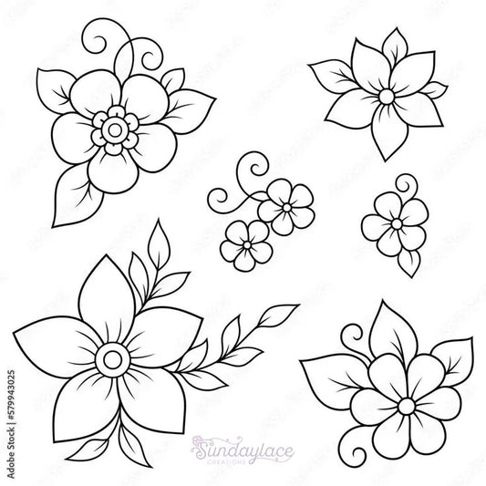 single line floral pattens