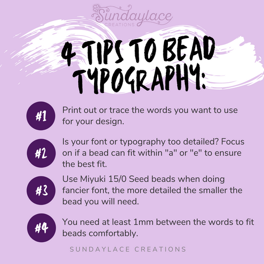 4 Tips for Beading Typography/Fonts/Letters by Sundaylace Creations