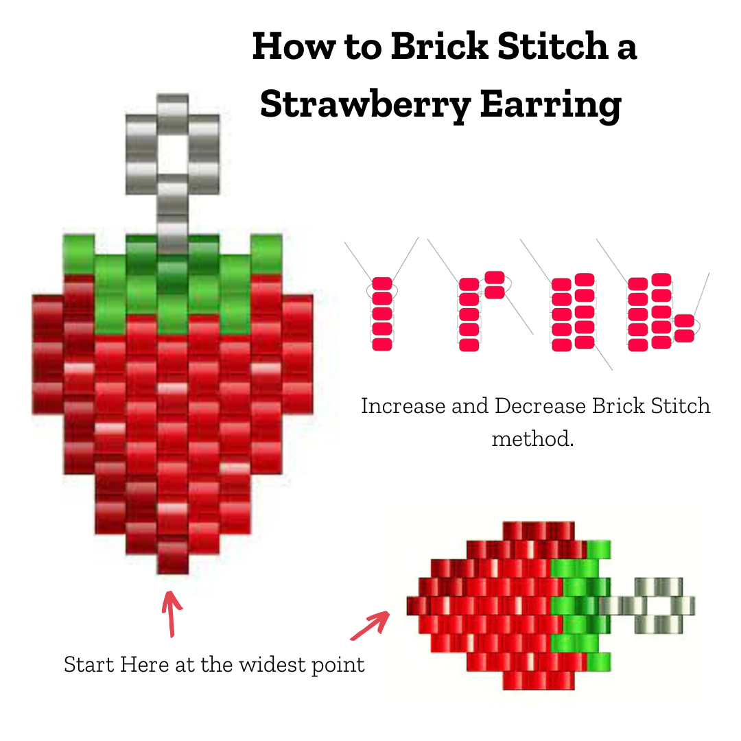 How to Brick Stitch a Strawberry Earring 🍓