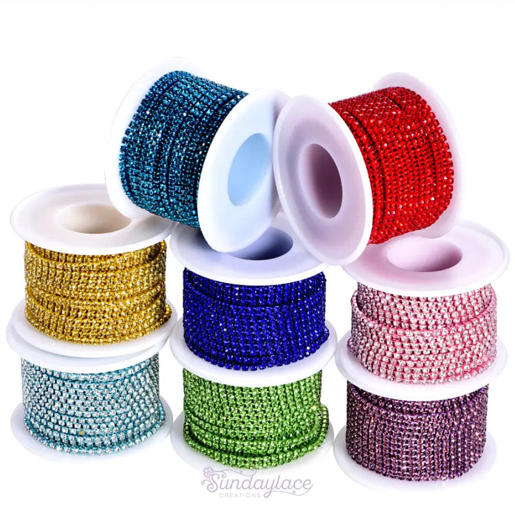 Ss6 Coloured Metal Rhinestone Chain Sundaylace Creations & Bling