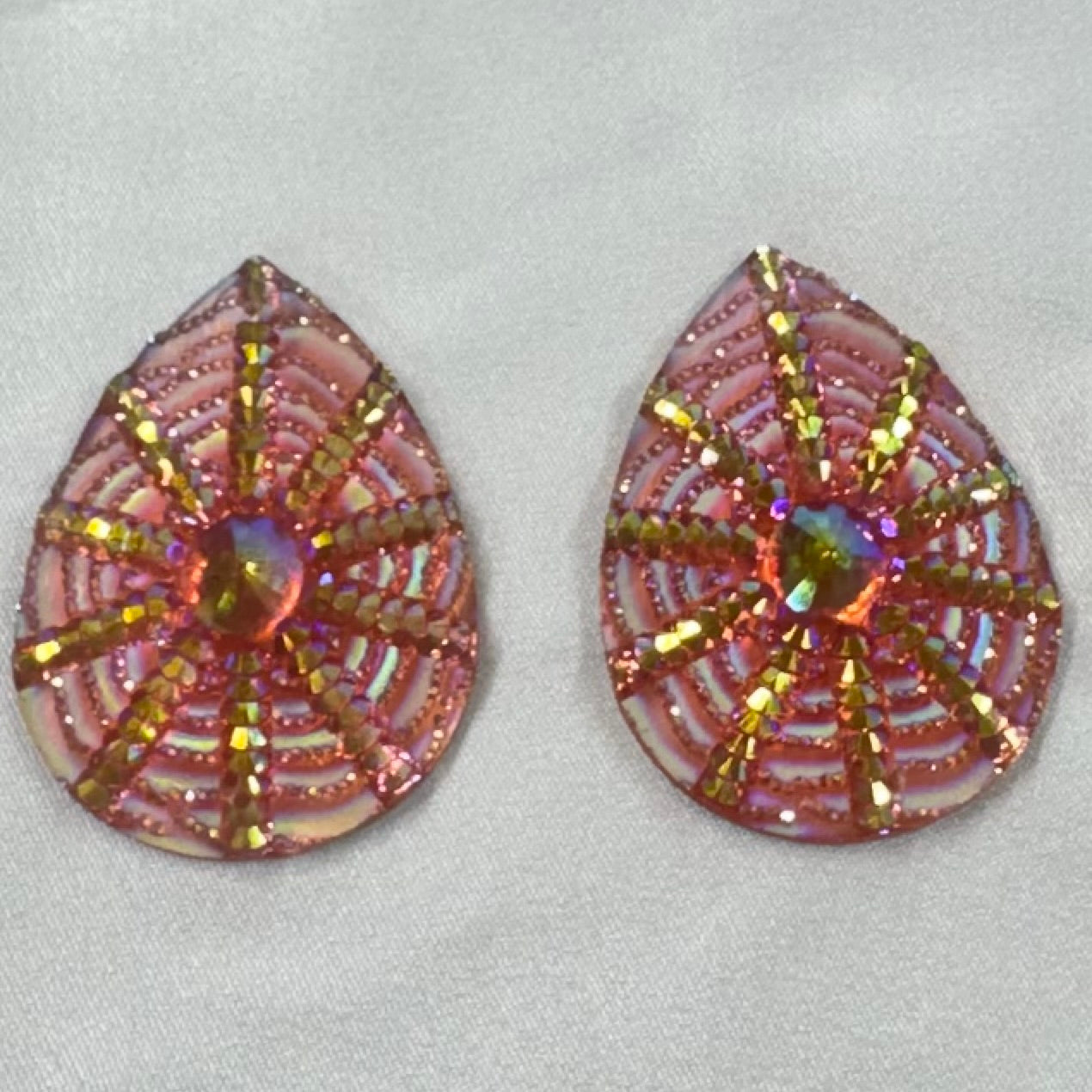 20*30mm (Peach) Sunburst AB, Sew On, Resin Gems (sold in pair) Sundaylace Creations & Bling