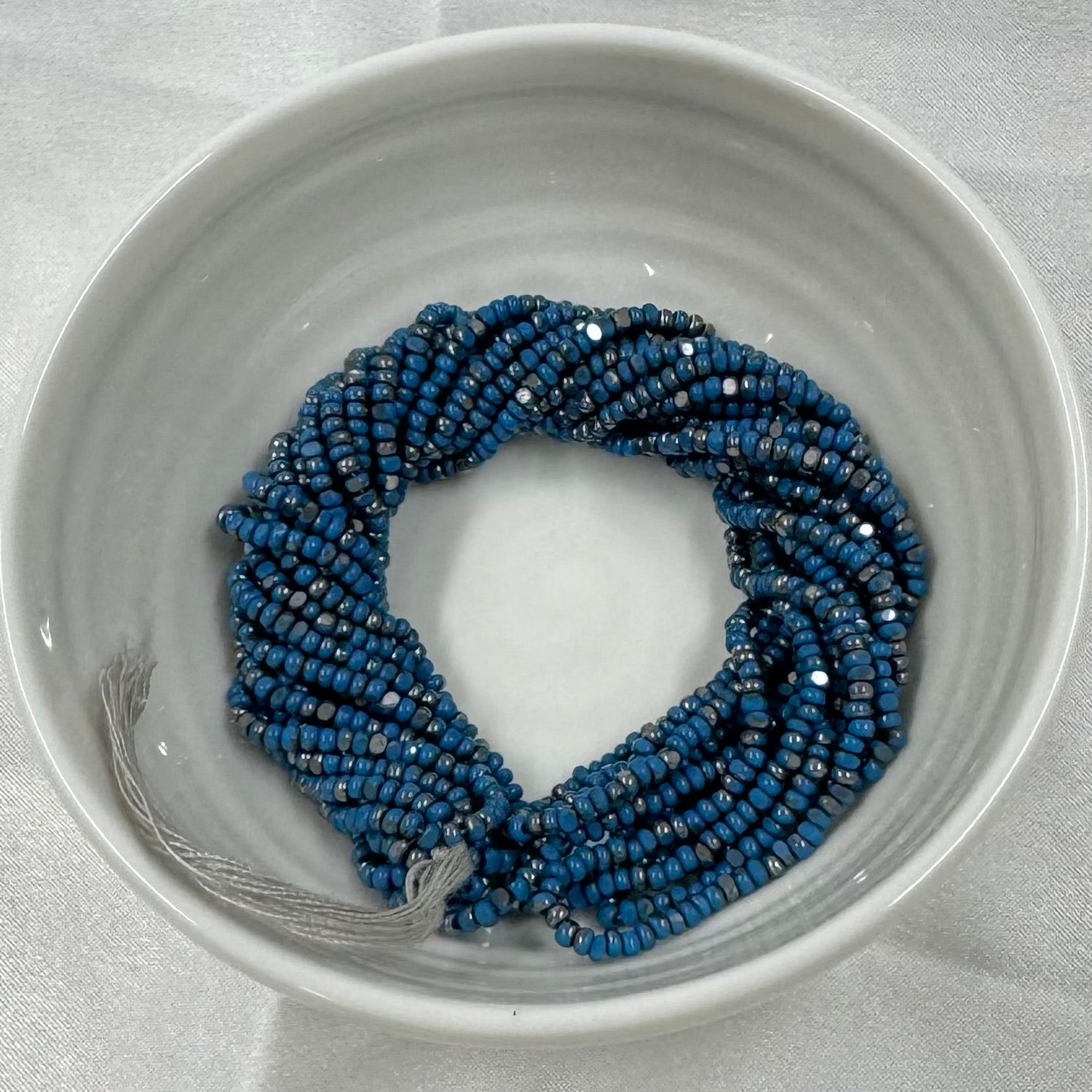 11/0 Charlotte Cut Seed Bead- Patina Slate Blue Opaque Silver *10g Hank* India Sheen Charlotte Cut Seedbeads