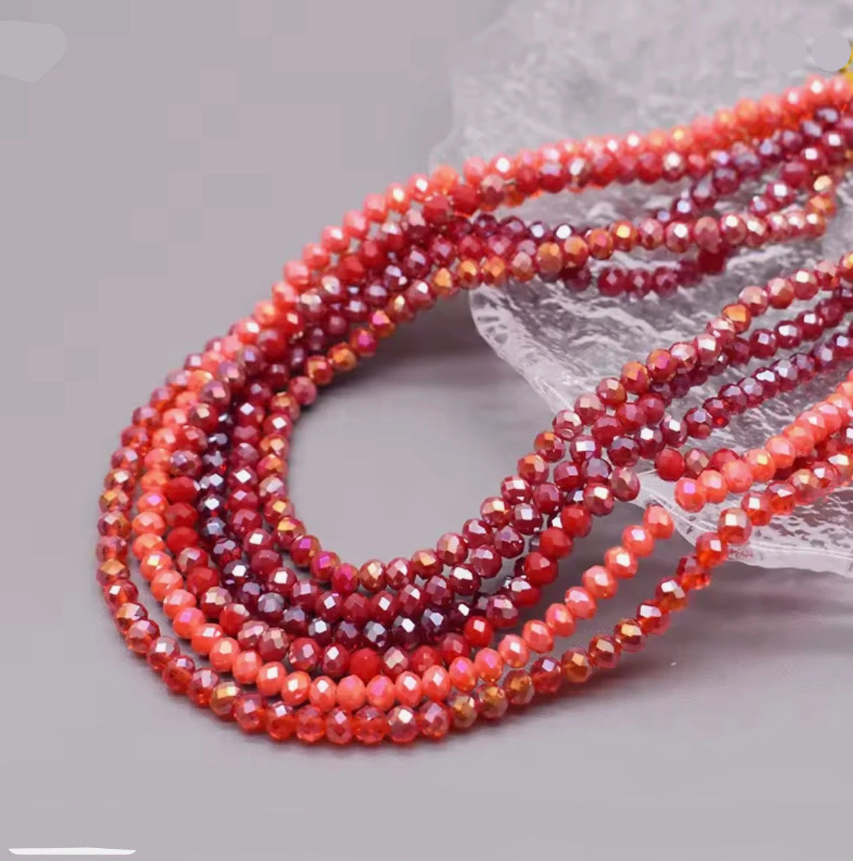 4mm Ruby Coral AB 6 strand/bag 720pcs Rondelle Crystal Glass Beads Bicone/Rondelle
