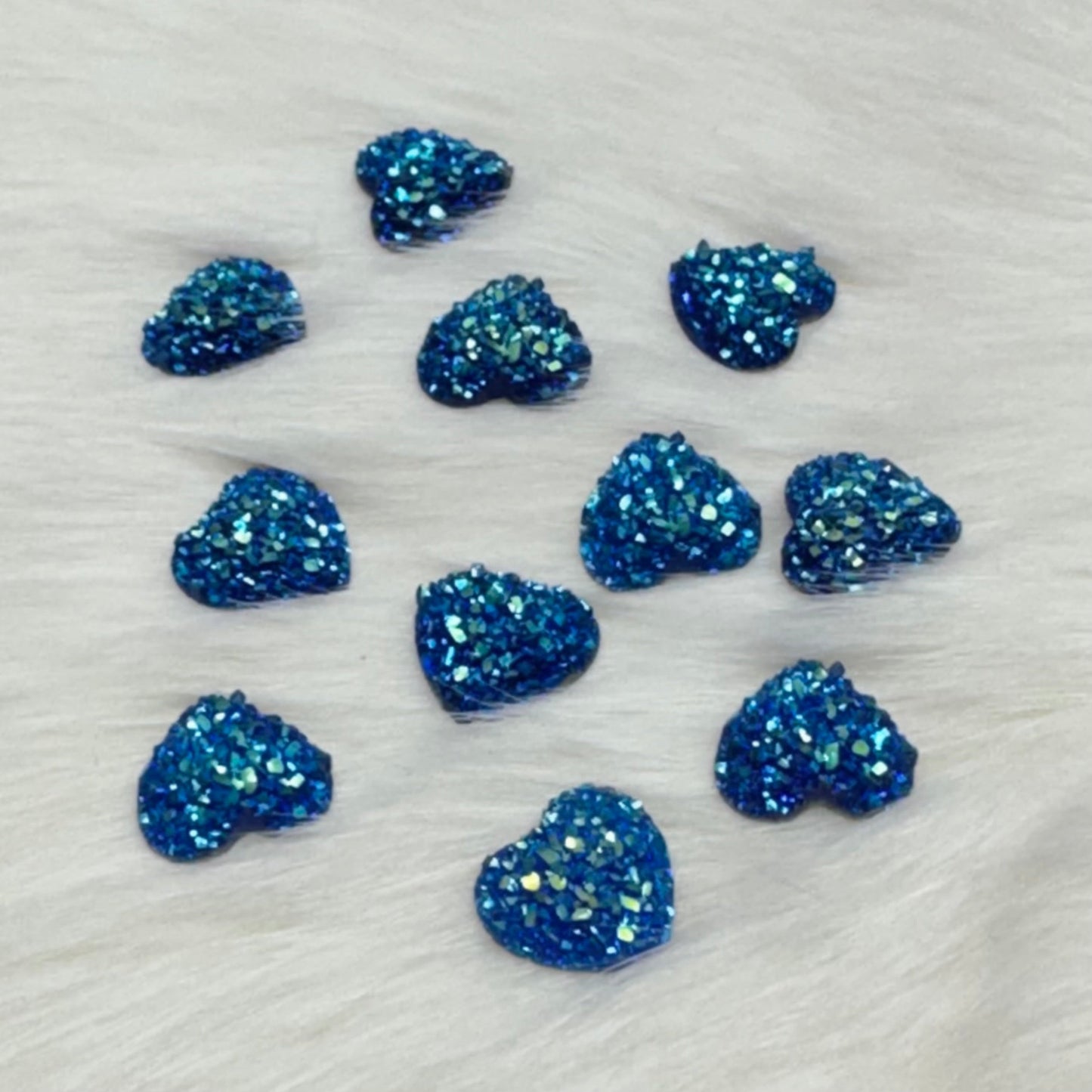 12mm AB Heart Druzy Texture Glue on Resin Gem (Sold in Pair) Resin Gems