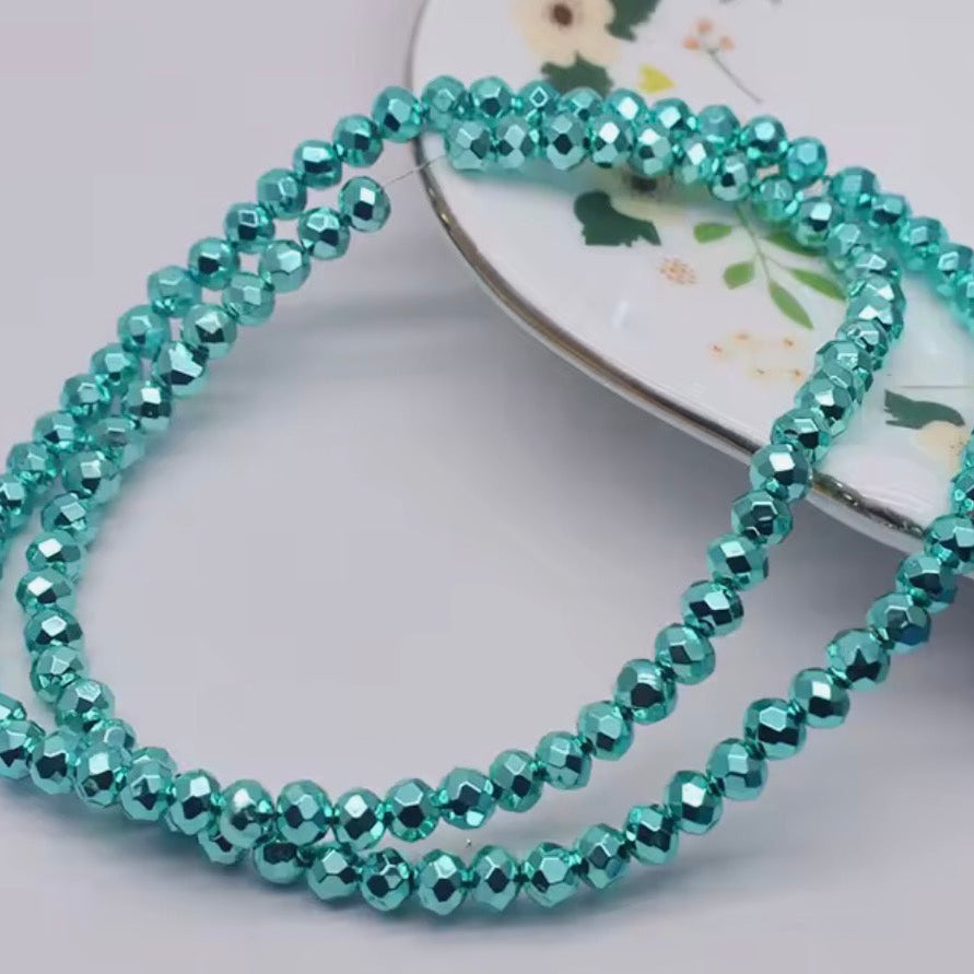 4mm Metallic Aqua Rondelle Sundaylace Creations & Bling