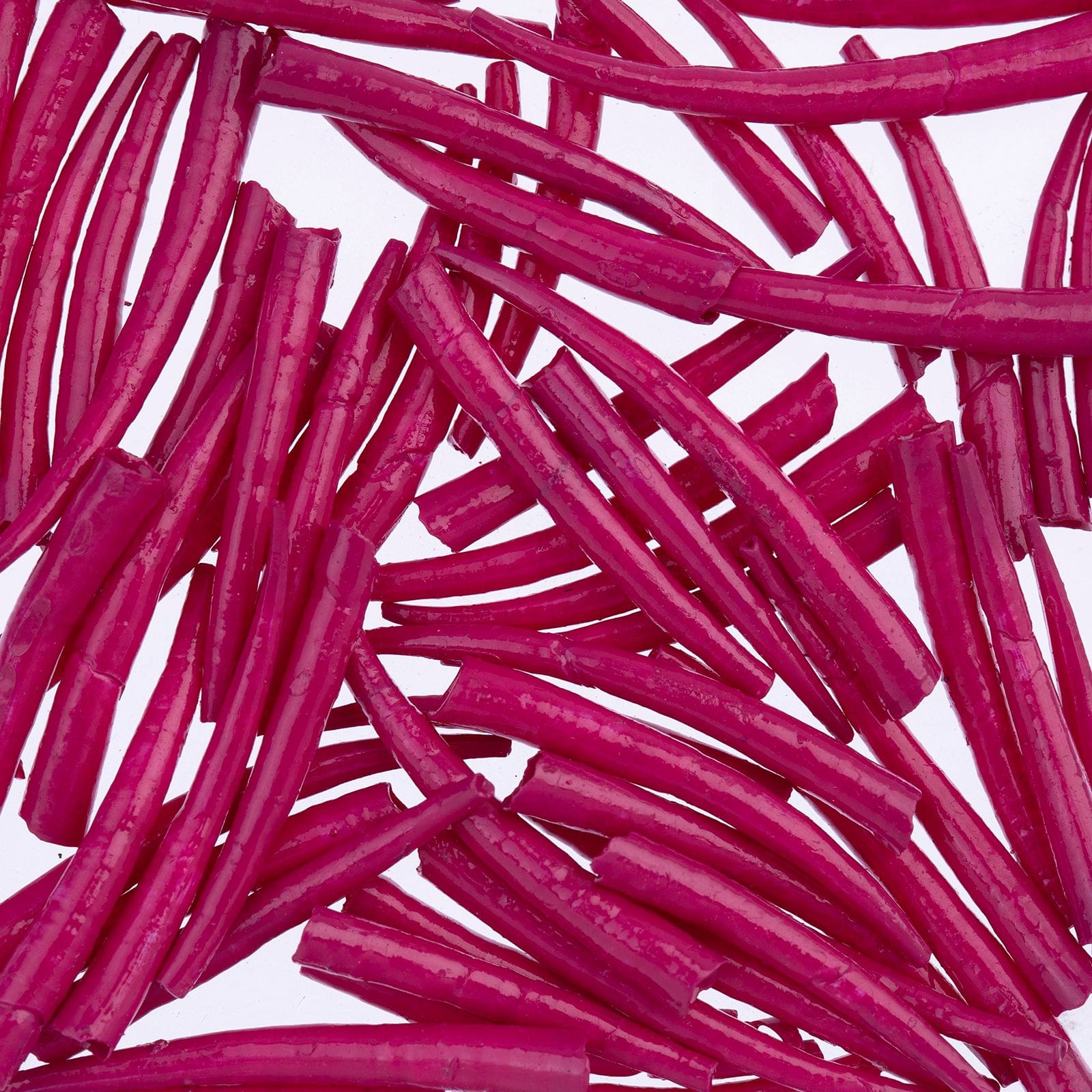 1 to 1.5 Inch Fuchsia Pink Oil Painted/Water Resistant Dentalium Shell Smooth (25g) Dentalium Shell