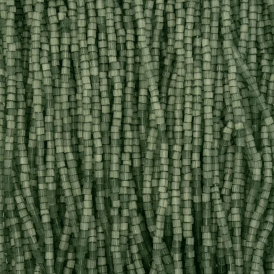 10/0 2-Cut Beads, Satin Eucalyptus Dark Green Solgel *HANK or 20g* 2-Cut Beads