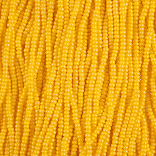 10/0 Chalk Dark Yellow Dyed Permalux Opaque Preciosa Seed Beads *STRUNG Hank 10/0 Preciosa Seed Beads
