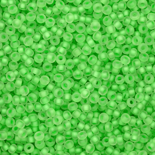 10/0 Neon Green Frosted Matte Crystal Colour Lined, Preciosa Seed Beads (22g) 10/0 Preciosa Seed Beads