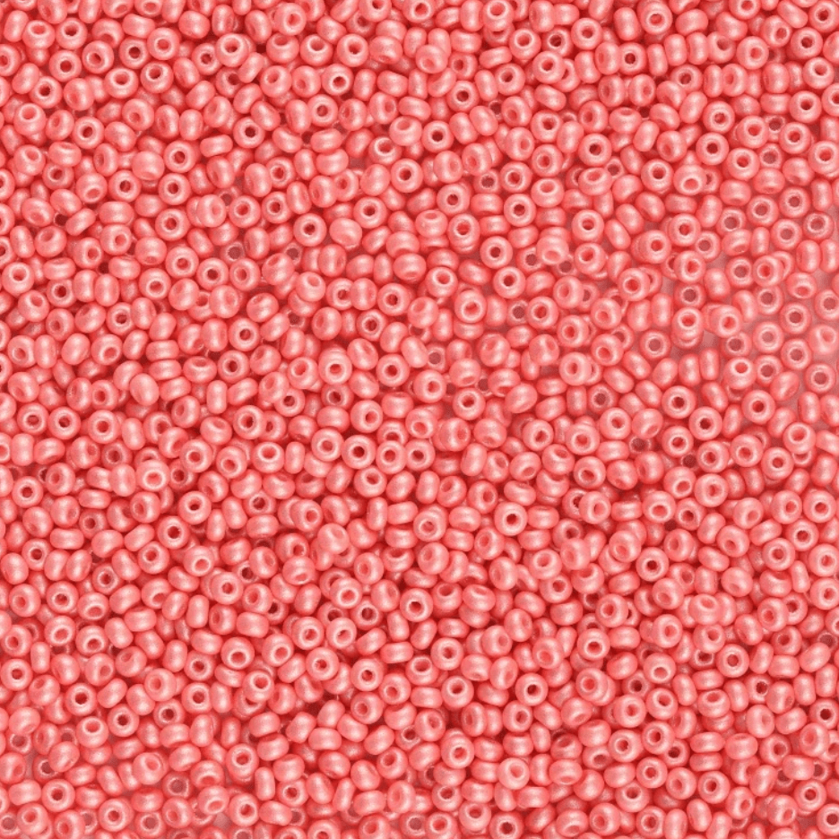 10/0 Pink Salmon *Pearl* Permalux Opaque Preciosa Seed Beads 22g 10/0 Preciosa Seed Beads