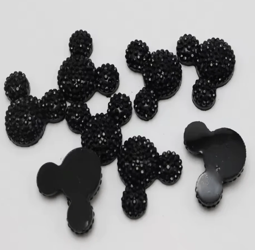 10*14mm Black Mickey Head Shaped Gem, Glue on, Resin Gems (Sold in Pair) Resin Gems