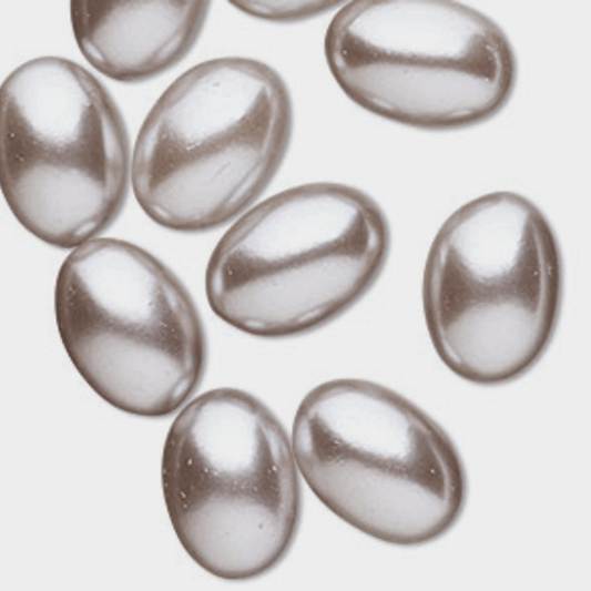 10*14mm Light Silver Grey Pearl Oval, Glue on, Resin Gem (Sold in Pair) Resin Gems