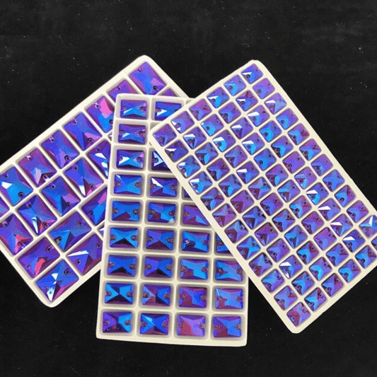 10*14mm Purple Blue AB Rectangle, Sew on, Fancy Glass Gem (Sold in Pair) Fancy Glass Gems