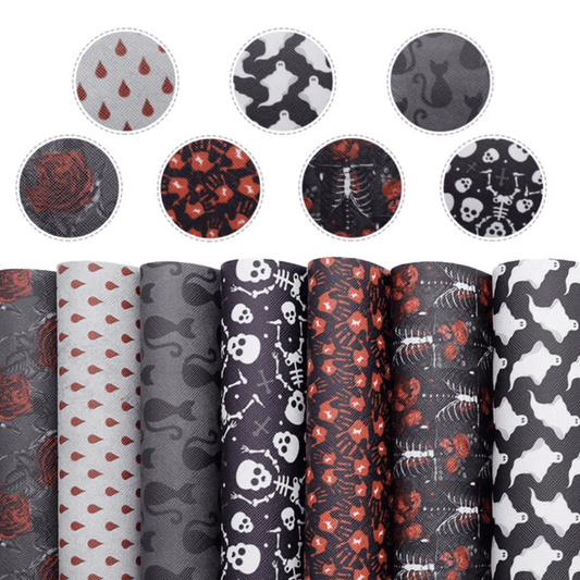 10*15cm HALLOWEEN Themed-  7 Sheet Set with Various Prints Leatherette Sheets *SET*, Promotions Leather & Vinyl