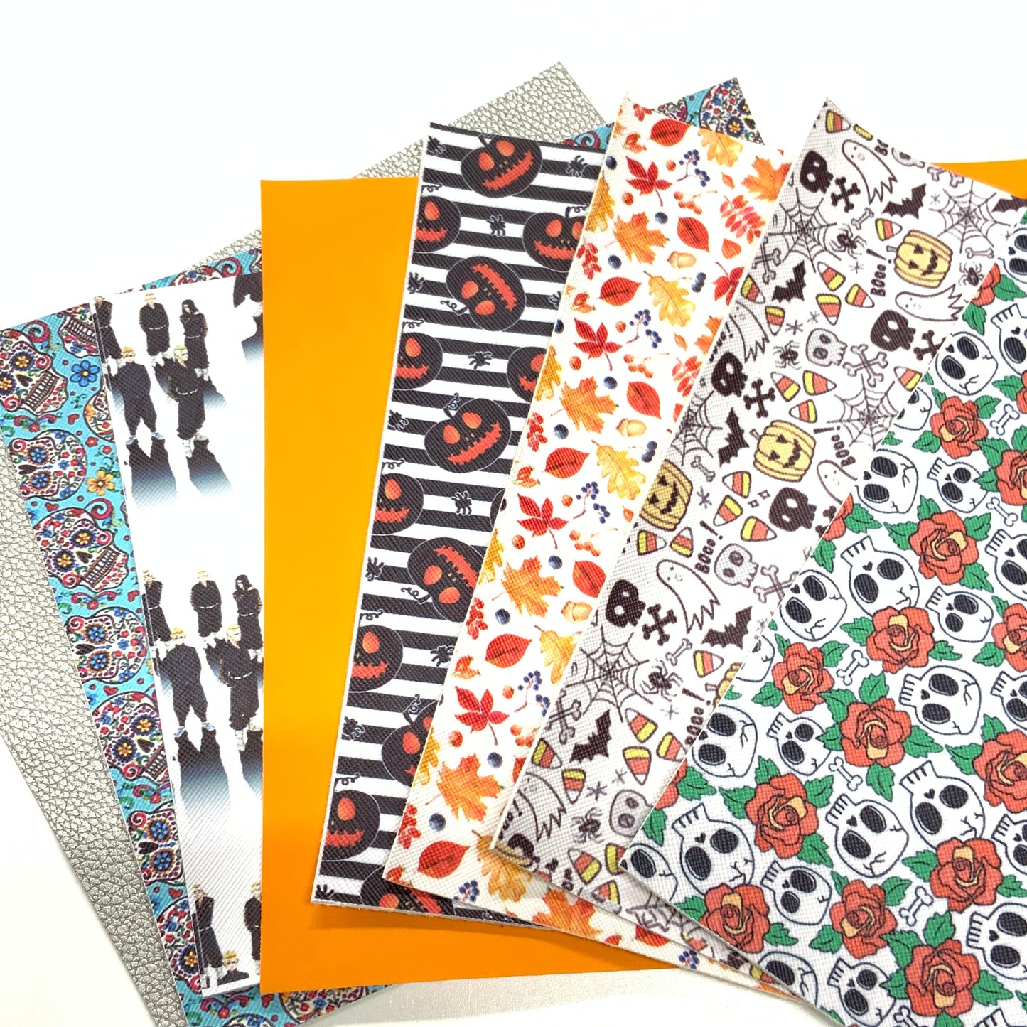 10*15cm HALLOWEEN Themed-  8 Sheet Set with Various Prints Leatherette Sheets *SET*, Promotions Leather & Vinyl