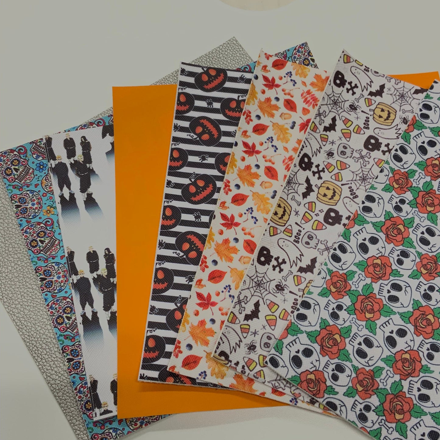 10*15cm HALLOWEEN Themed-  8 Sheet Set with Various Prints Leatherette Sheets *SET*, Promotions Leather & Vinyl