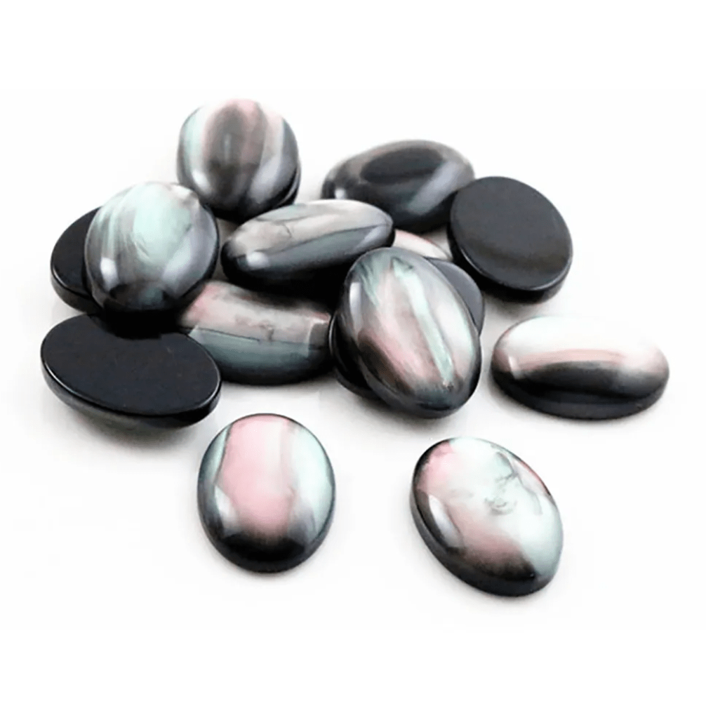 10*15mm Grey Northern Light Marble Reflective OVAL, Glue on, Resin Gem (Sold in Pair) Resin Gems
