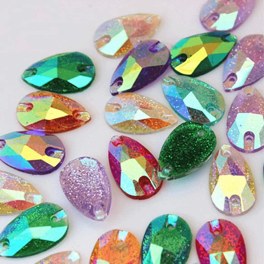 AB Glitter Red Teardrop