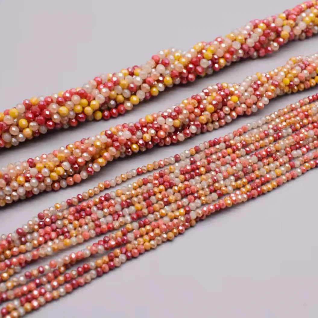 3mm Canyon Sunrise Colour Bicone Glass Beads 100pcs Bicone/Rondelle