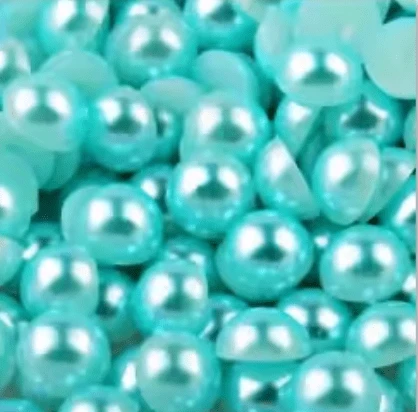 10mm Aqua Blue Pearl Gems, Glue on, Pearl Resin Gems (Sold by pair) Resin Gems