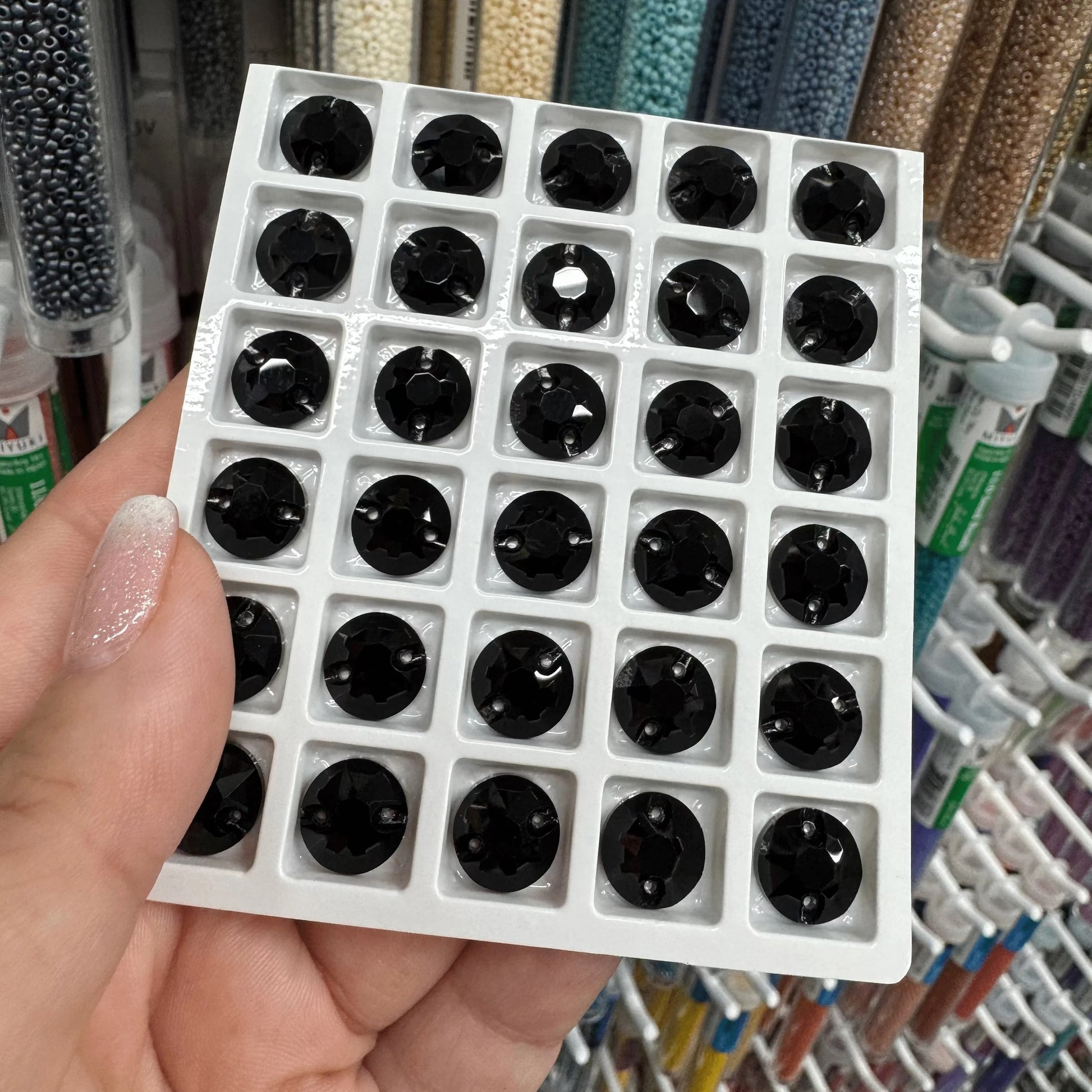 10mm Black Flat Top Rivoli, Sew on, Fancy Glass Gem *New* (Sold in Pair) Fancy Glass Gems