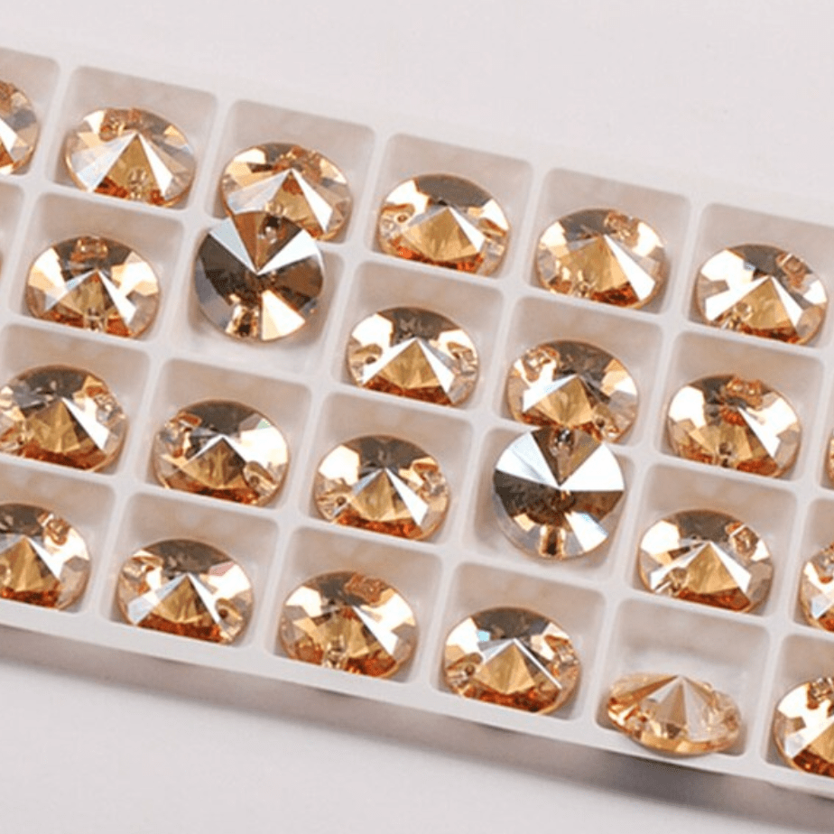 10mm Golden Shadow Rivoli, Grade AAAA, Sew on, Fancy Glass Gem (Sold in Pair) Fancy Glass Gems