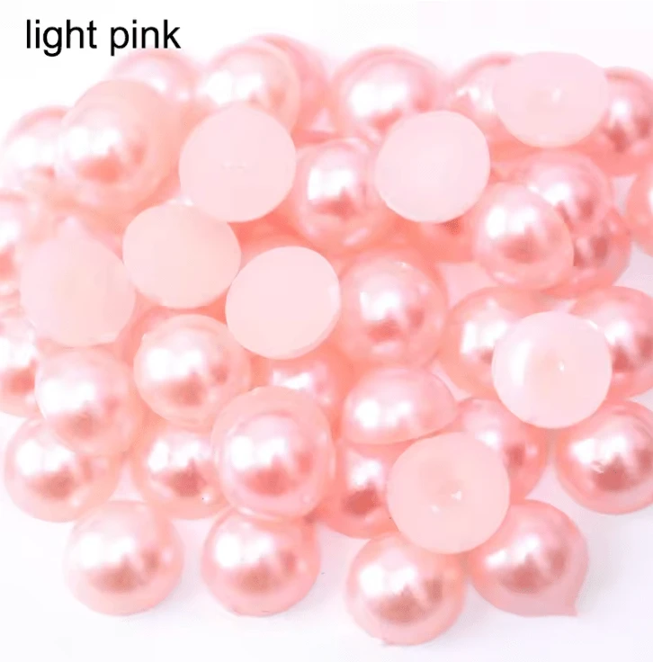 10mm Light Pink Pearl Gems, Glue on, Pearl Resin Gems (Sold by pair) Resin Gems