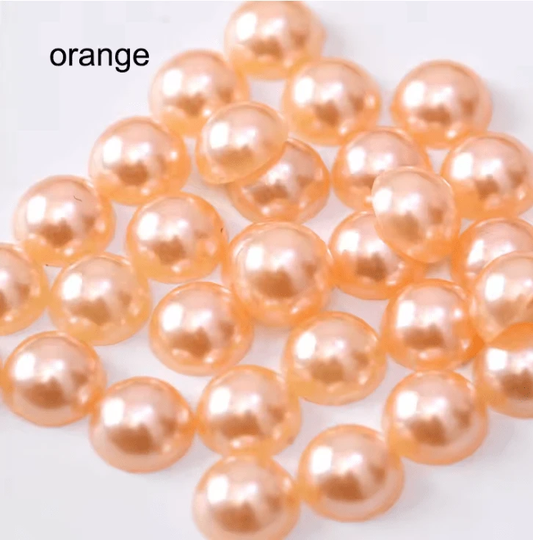10mm Pale Peach Orange Pearl Gems, Glue on, Pearl Resin Gems (Sold by pair) Resin Gems