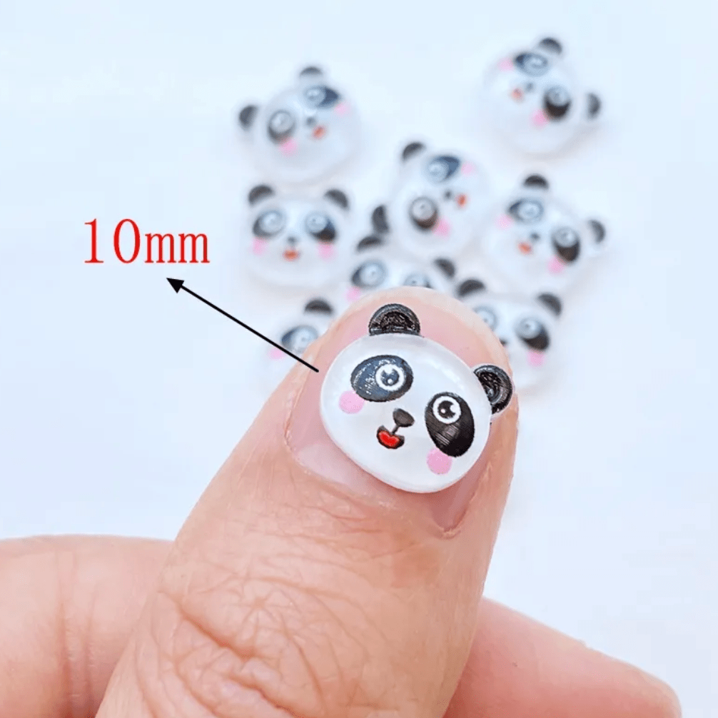 10mm Panda Cartoon Mini, Odd Shape, Glue on, Resin Gem (Sold in Pair) Resin Gems