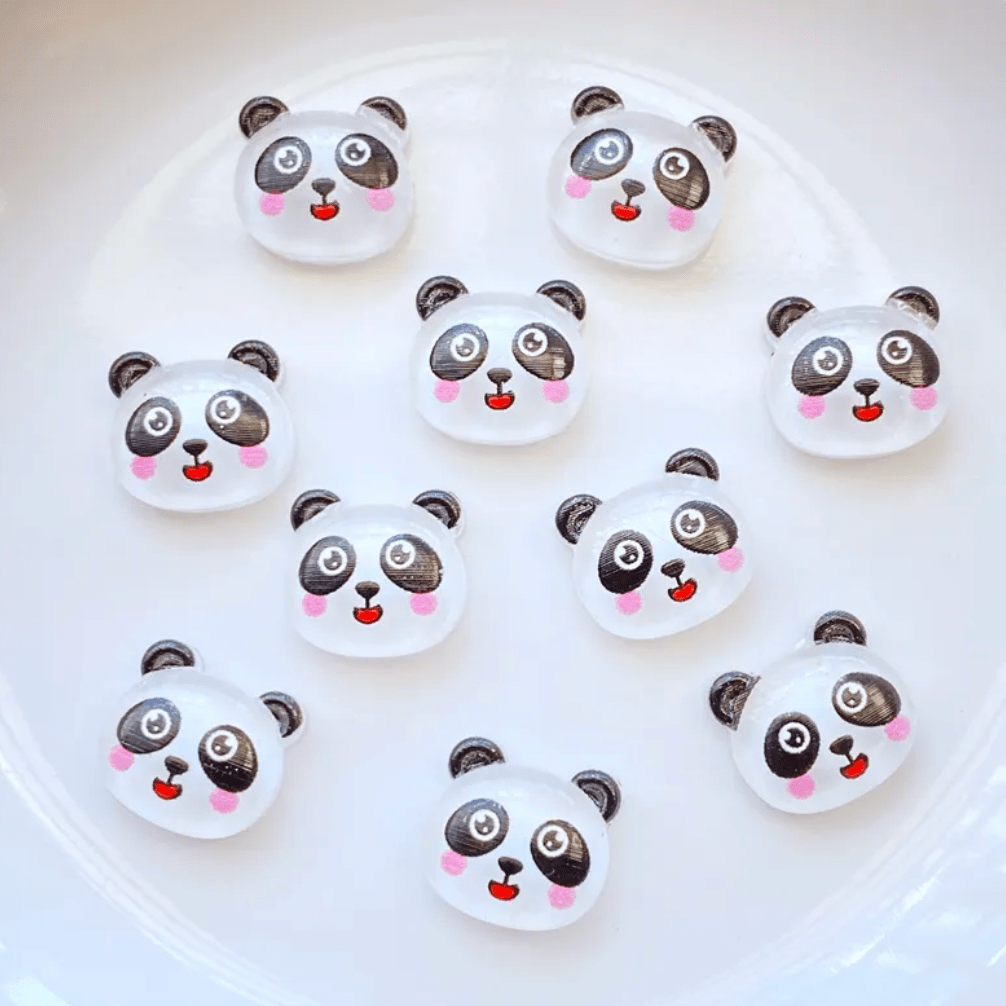 10mm Panda Cartoon Mini, Odd Shape, Glue on, Resin Gem (Sold in Pair) Resin Gems