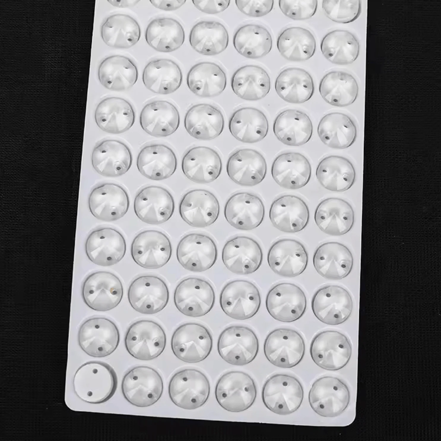 10mm White Jelly Finish, Sew on, Foil Back,  Rivoli Glass Gem (Sold in Pair) Glass Gems