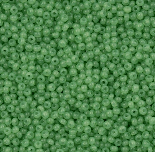 11/0 Alabaster Dark Green Solgel, Preciosa Seed Beads 22g 11/0 Preciosa Seed Beads