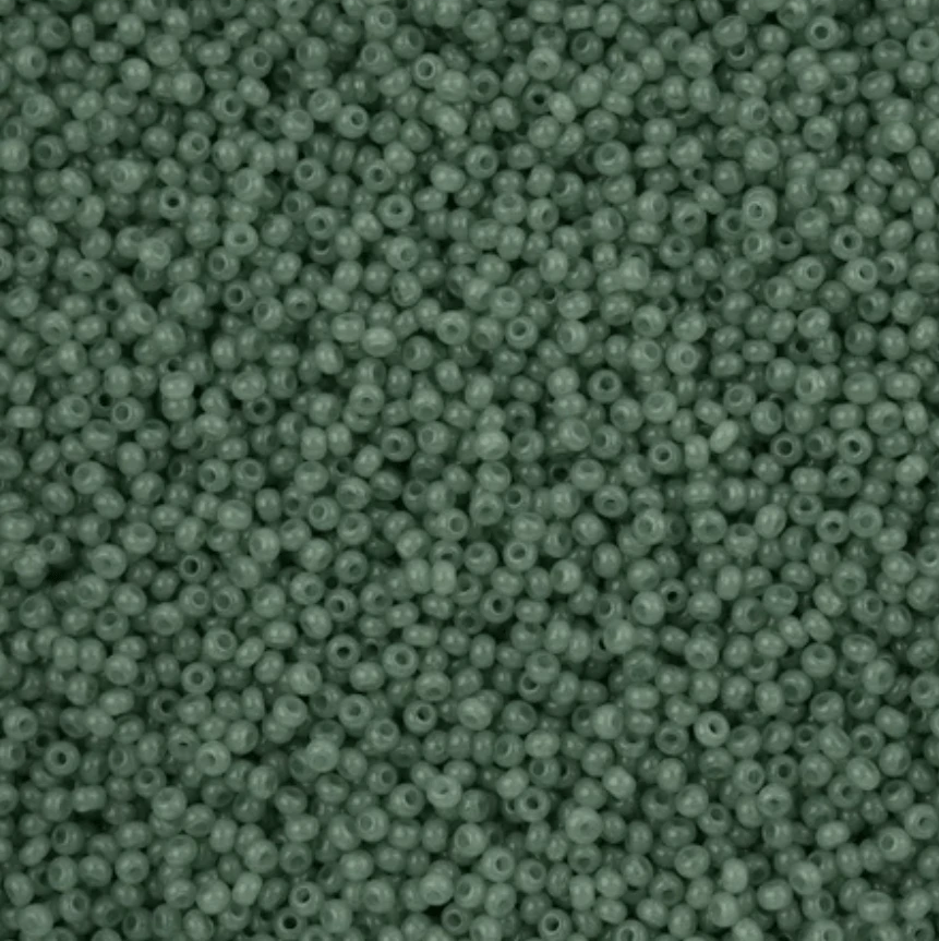 11/0 Alabaster Eucalyptus Green Solgel, Preciosa Seed Beads *22g 11/0 Preciosa Seed Beads