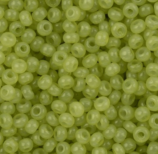 11/0 Alabaster Light Green Solgel, Preciosa Seed Beads 22g 11/0 Preciosa Seed Beads