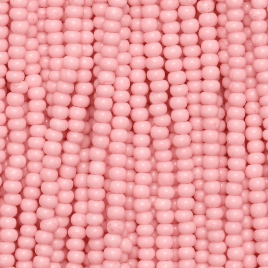 11/0 Blushing Dawn Pink Chalk Dyed Solgel, Precoisa Seed Bead (Hank) 11/0 Preciosa Seed Beads