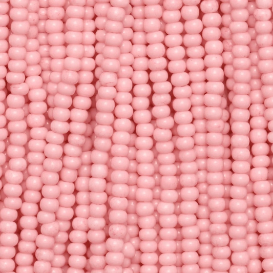 11/0 Blushing Dawn Pink Chalk Dyed Solgel, Precoisa Seed Bead (Hank) 11/0 Preciosa Seed Beads