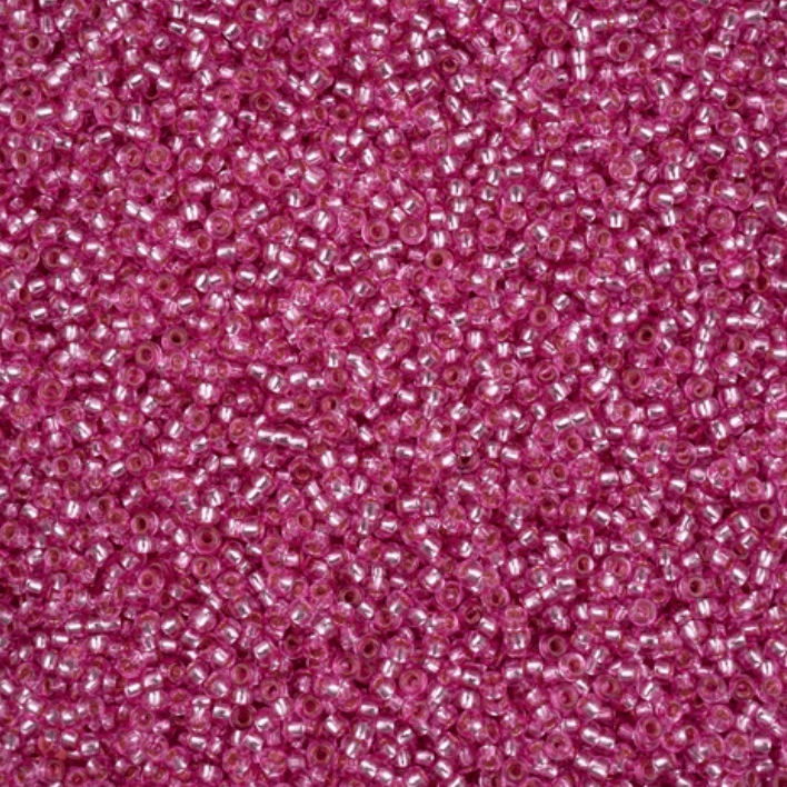 11/0 Bubble Gum Pink SOLGEL Transparent Silver lined Preciosa Seed Bead (22g) *NEW* 11/0 Preciosa Seed Beads