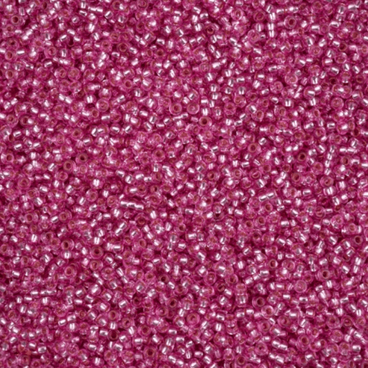 11/0 Bubble Gum Pink SOLGEL Transparent Silver lined Preciosa Seed Bead (22g) *NEW* 11/0 Preciosa Seed Beads