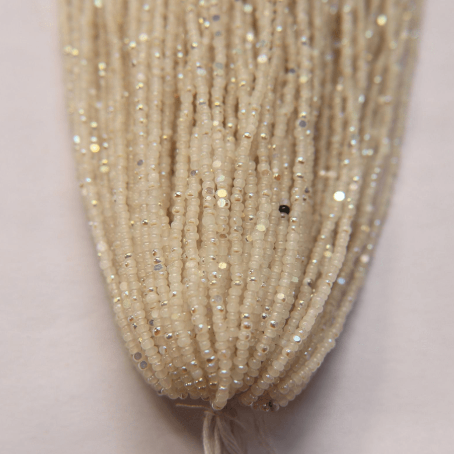 11/0 Charlotte Cut *Premium Seed Bead- Opal White Ivory Aurore Boreale  (AB) *10g Hank* Charlotte Cut Seedbeads